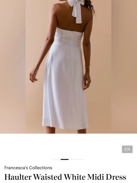 Francesca's Collections White Halter Waist Midi Dress - Picture 2 of 5